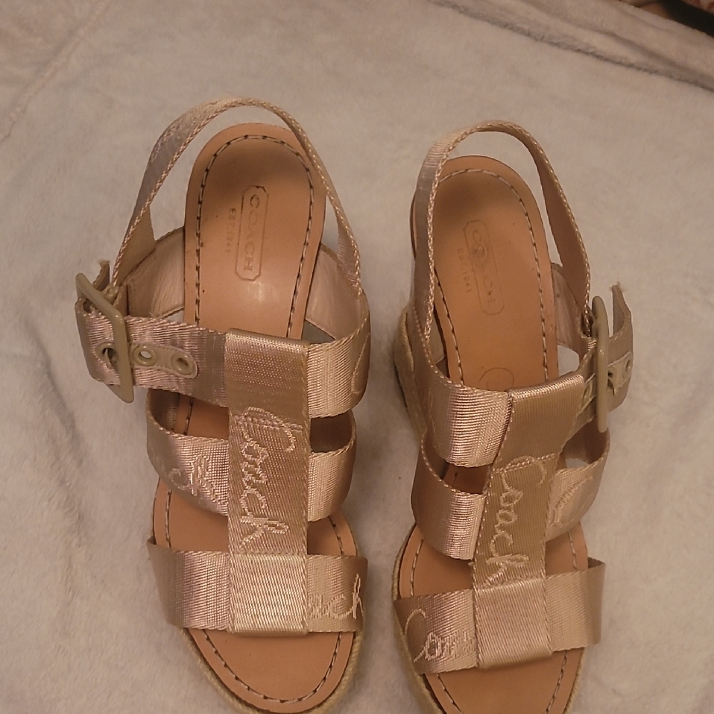 Coach Gold Sandals with Geometric Straps